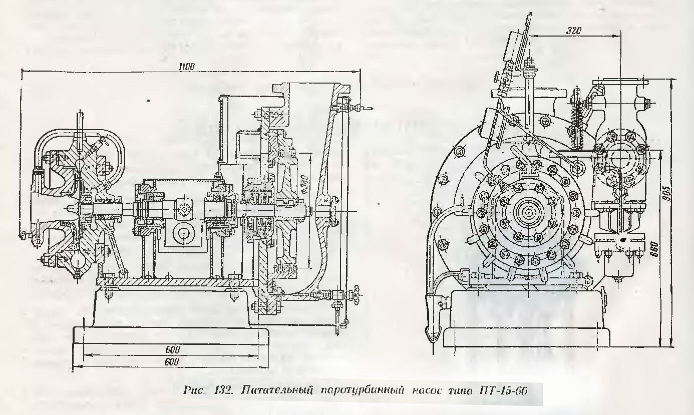 Схема питательного паротурбинного насоса типа ПТ-15-30