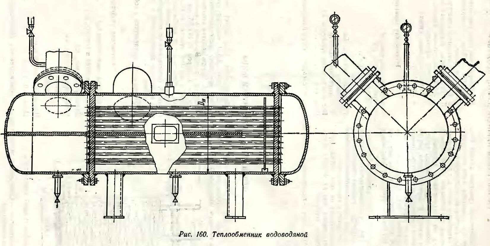 Схема водоводяного теплообменника для подогрева сырой или химически обработанной воды