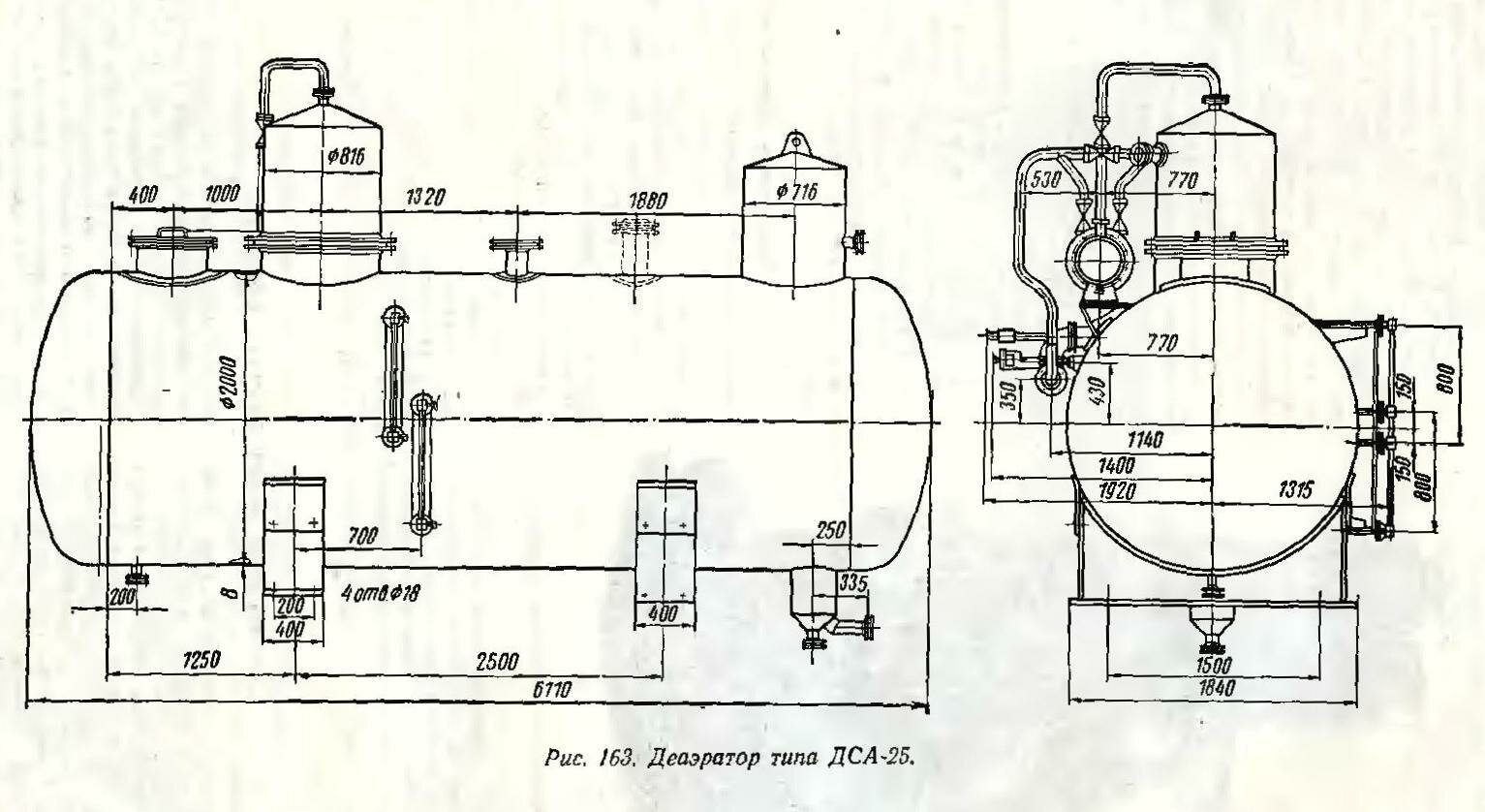 Схема деаэратора атмосферного типа ДСА-25